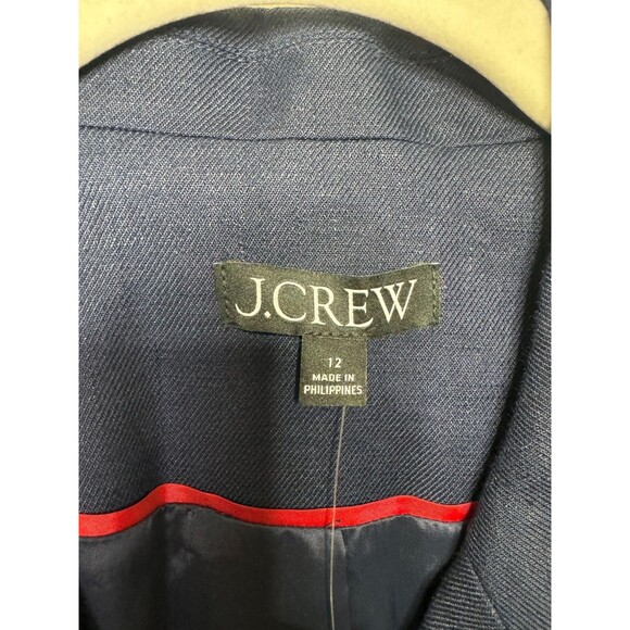 J.Crew 12 Greta Blazer Traveler Linen Blend Navy Blue Oversized Stretch Gold NWT - Picture 11 of 16